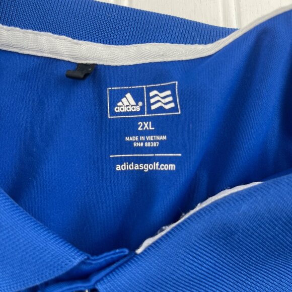 Adidas Men's size 2XL Golf Polo Shirt Blue Short Sleeve - Picture 2 of 5